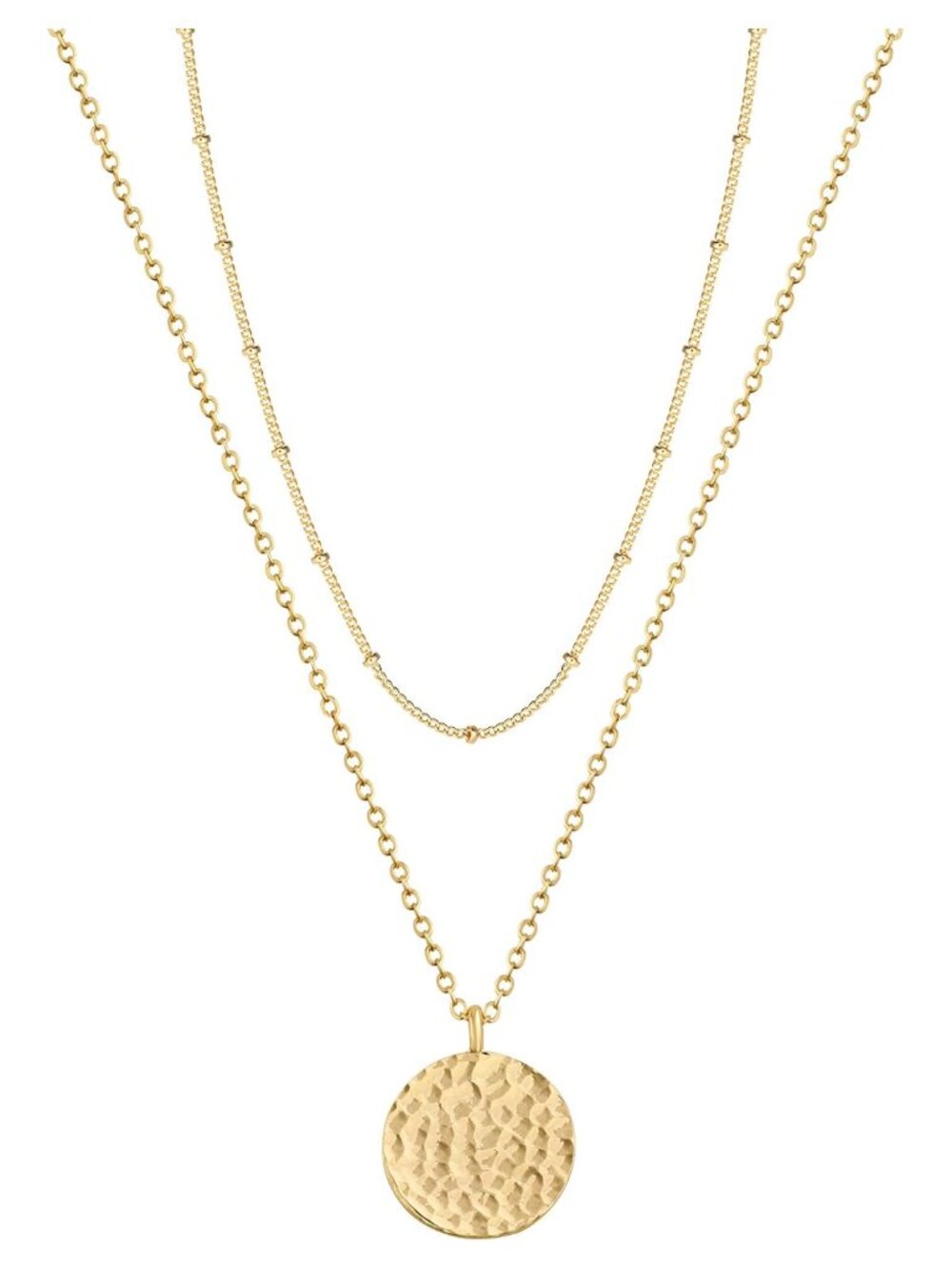 14K Gold Plated Layered Pendant Necklace Dainty Coin Choker Women Jewelry Gift